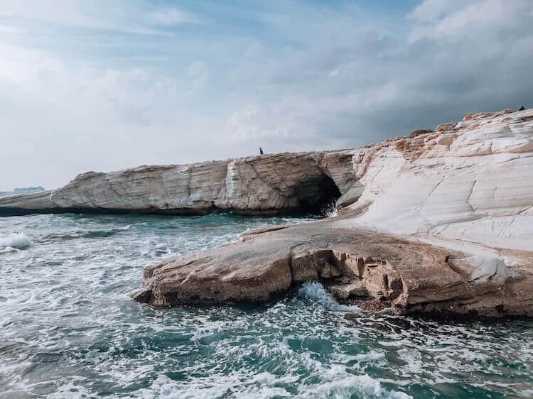 Big rocks in in an ocean. 