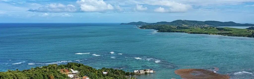 aerial view of a bay in dominica