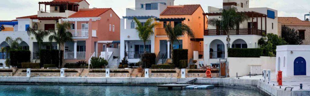 a row of st luxury wanterfront real estate