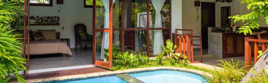 luxury family villa in st lucia with a pool and open doors