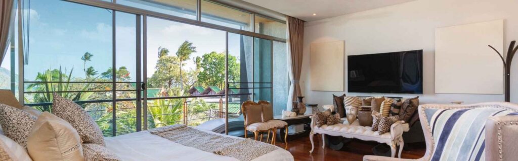 luxury furniture inside a st lucia rental for sale