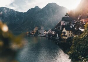 Postcard view of famous Hallstatt mountain village - cleanest European Union country