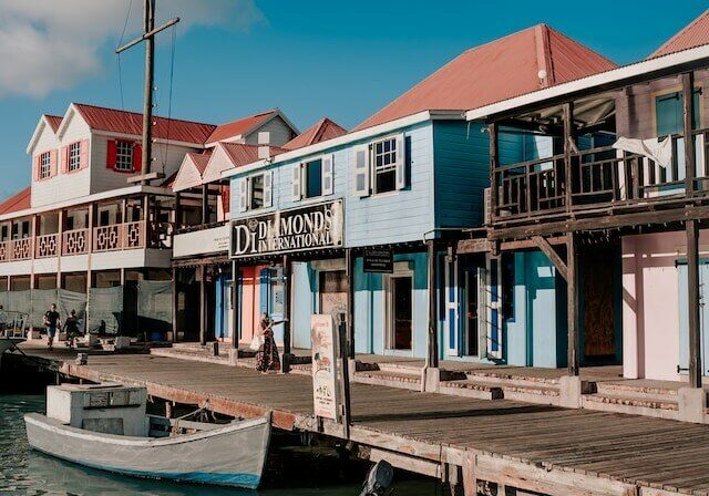 Diamond shop in front of canal in Saint John’s, Antigua - dual nationality and multiple passports
