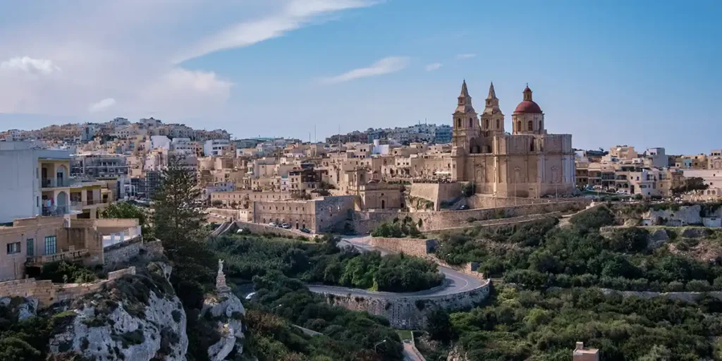View of Mellieha in Malta - digital nomad-friendly countries