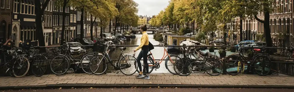 woman walking in Amsterdam, The Netherlands