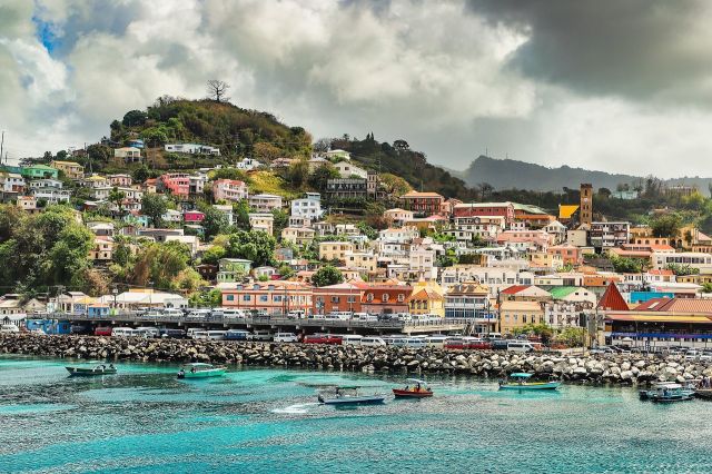 scenic view of coastal town in grenada