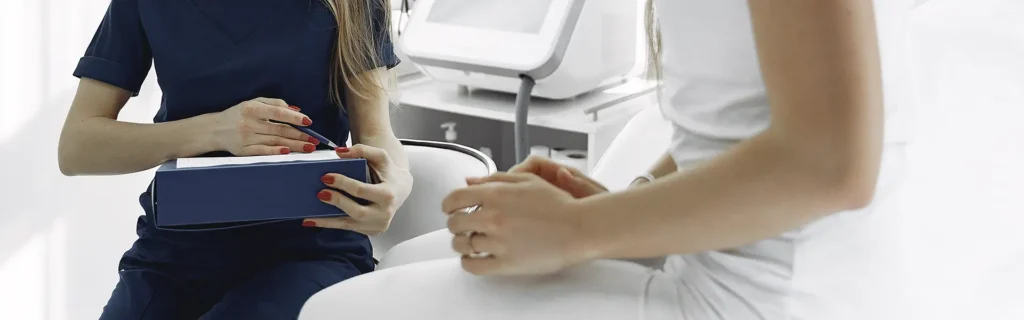 torso view of a person undergoing medical consultation