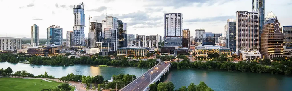 high quality panaramic downtown view of austin, texas