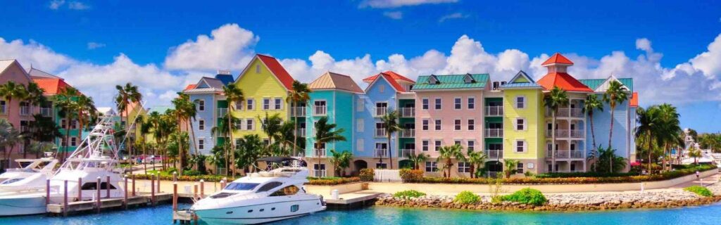 harbour in bahamas with colorful properties