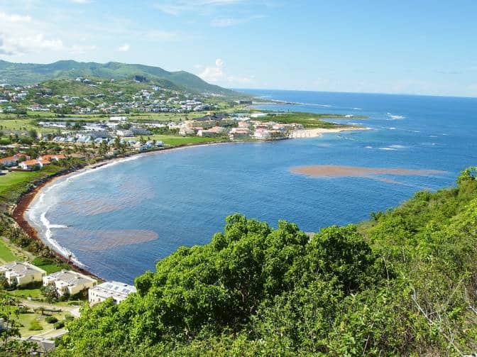 aerial view of bay in st kitts and nevis