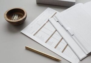 Documents and a pencil spread out on a gray desk - Ireland STEP visa
