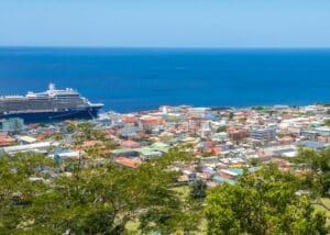 aerial view of harbor in saint george's, grenada