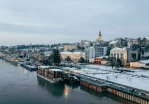 Serbian snowy shoreline at dusk on a cloudy day - citizenship and a passport in exchange for investment