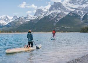 people on water with paddles on a sunny day