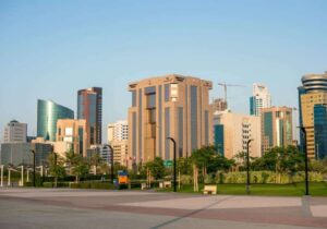 View of tall skyscrapers in Manama, capital of Bahrain - countries with no personal income tax