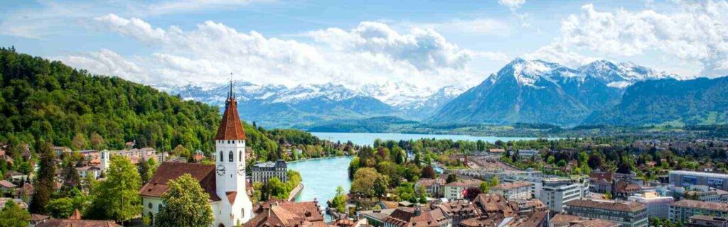 pictureque view of a small town in switzerland