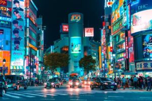 View of neon lights in the middle of Japan - best Asian places for expats to live