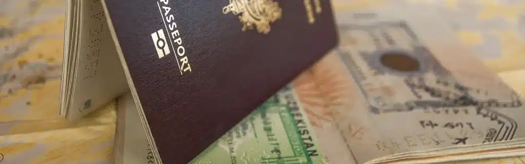 passports over a map