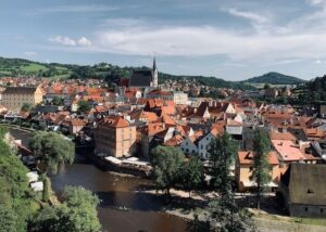 Houses in Czech republic along a river - digital nomad permits in European country