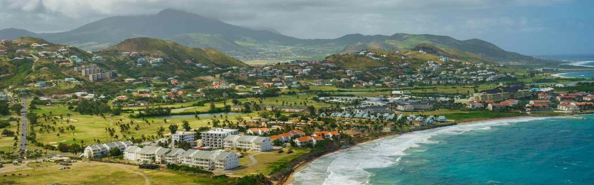 aerial view of a bay in st kitts