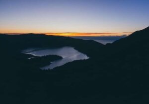 aerial dusk vie of dominica's boiling-lake and trail