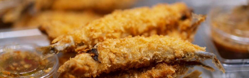 close-up shot of fried fish at Fish Friday in Grenda