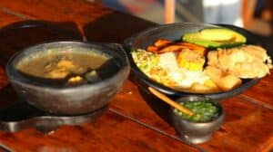 two traditional bowls of dominican cuisine with stew