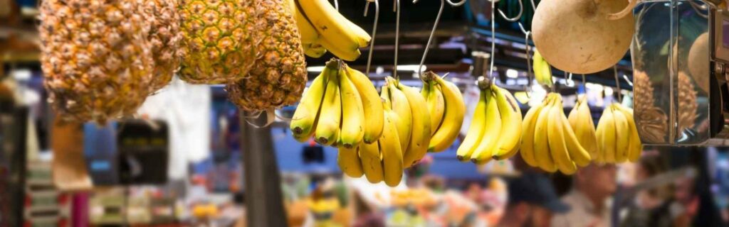 fruits hung up at St George’s Market Square