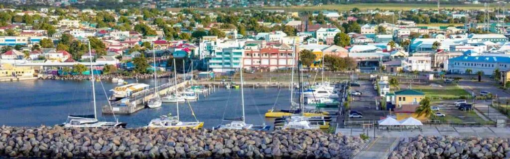 aerial view of dock in basseterre, st kitts