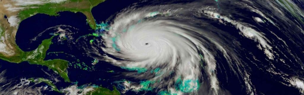 satellite view of hurricane over the carribean region