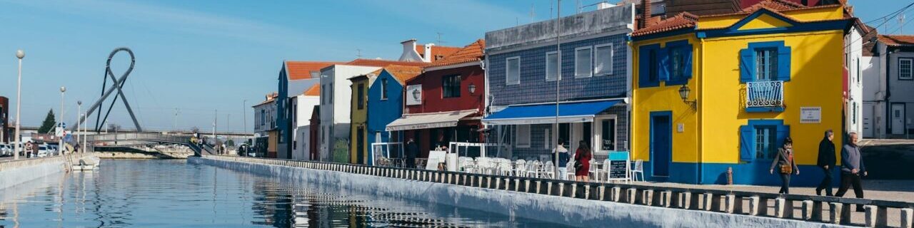 Colorful houses in the city of Aveiro, Portugal