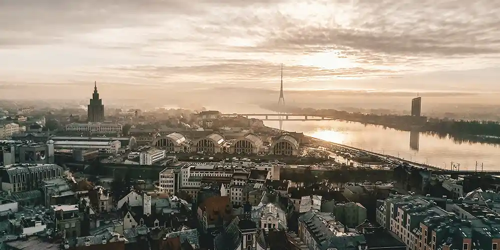 riga in latvia by dawn