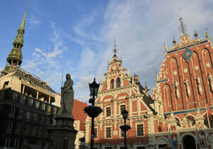 Riga city centre with old-fashioned buildings in Latvia - best places to retire in Europe