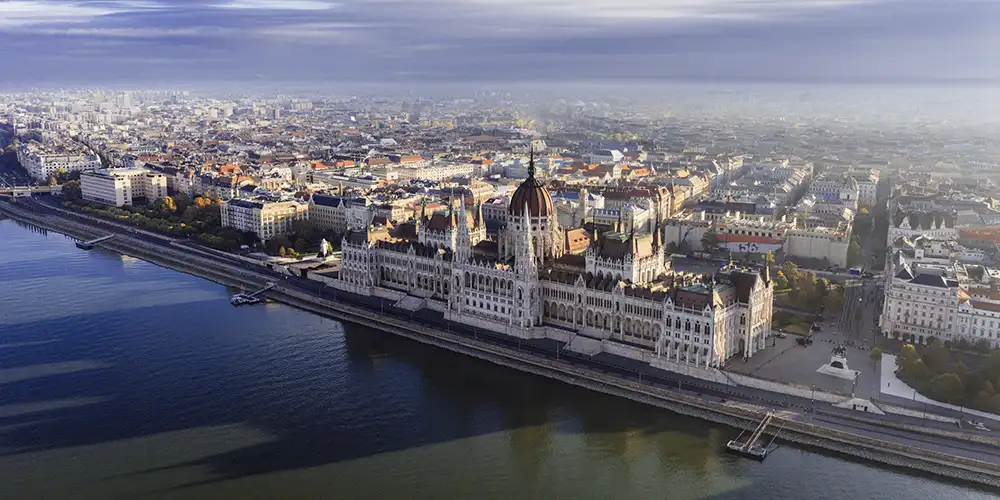 Aerial view of Budapest in Hungary