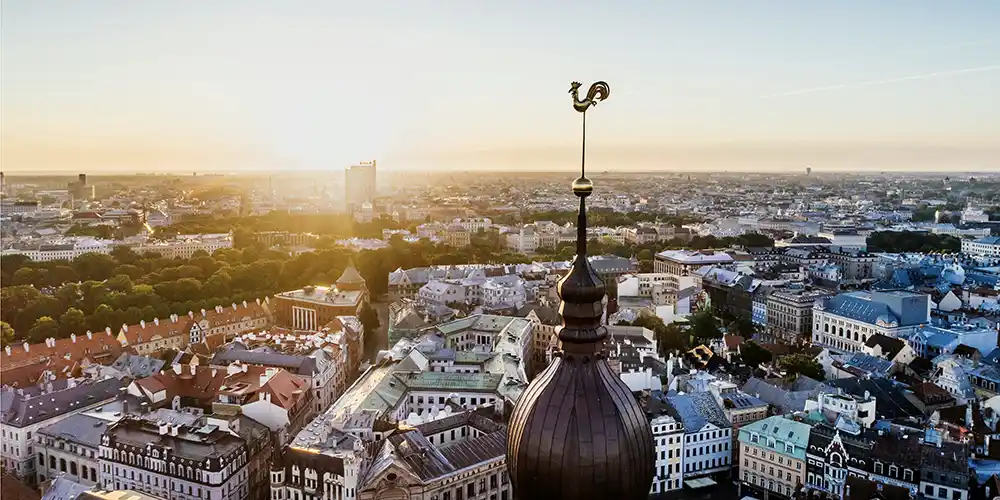 sunset in Riga Latvia