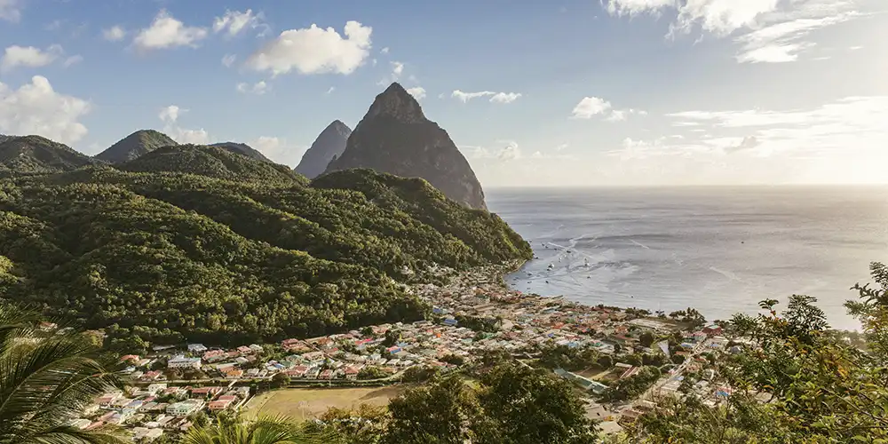 aerial view piton mountain in St Lucia