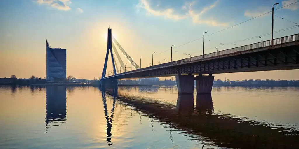 tower and bridge in Riga, Latvia
