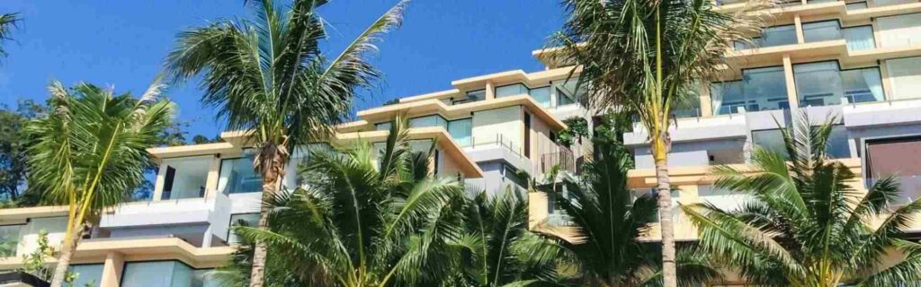 upward view of condos and penthouse in grand cayman