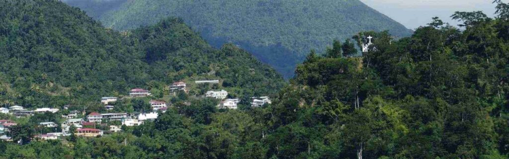 view of a valley and houses in dominica